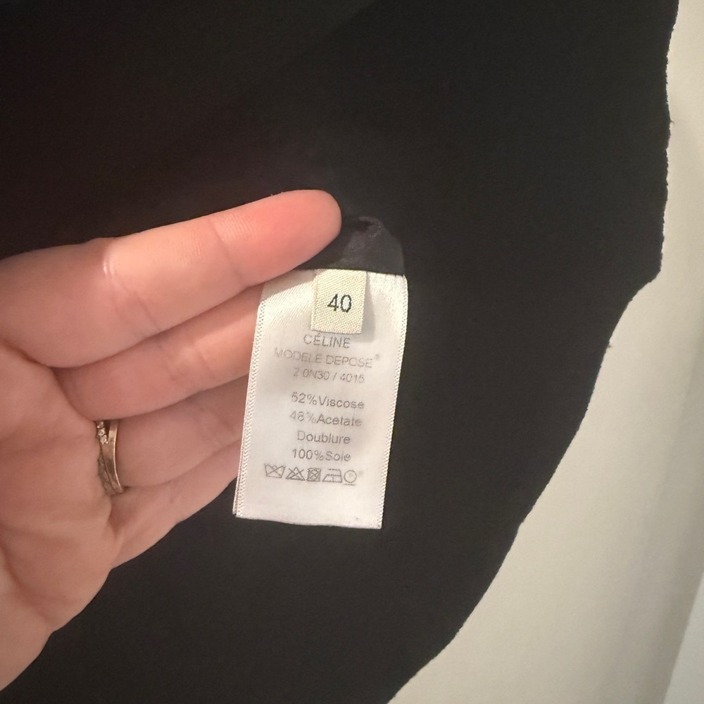 Celine Women's 8 Black Peplum Top Viscose Acetate Blend Short Sleeve Elegant‎ - Picture 2 of 5